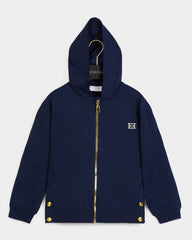 ESCADA GOLD ZIP UP HOODIE WITH GOLD BUTTONS