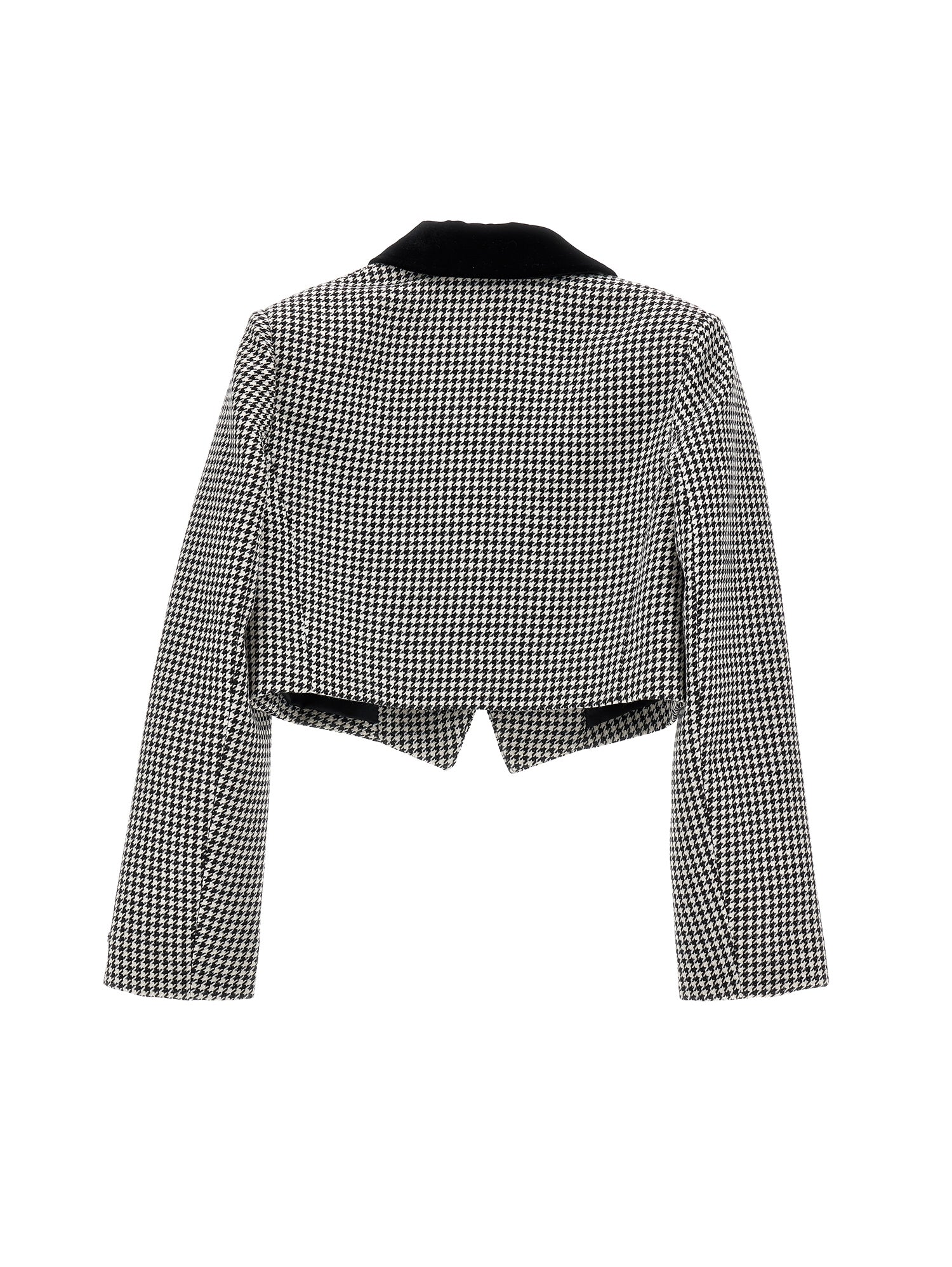 MONNALISA HOUNDSTOOTH VELVET COLLAR CROP JACKET