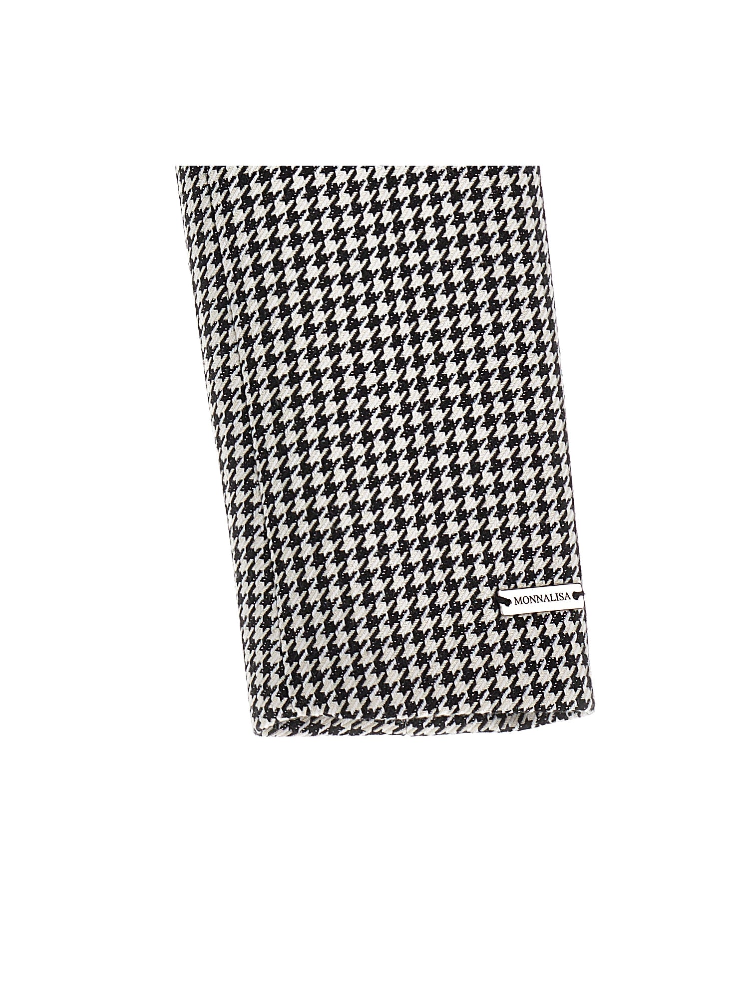 MONNALISA HOUNDSTOOTH VELVET COLLAR CROP JACKET