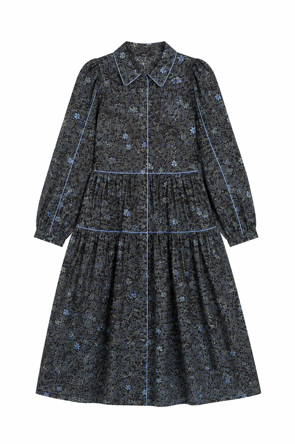 KIERA COLLAR WITH PIPING FLORAL DRESS