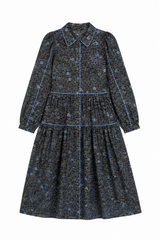 KIERA COLLAR WITH PIPING FLORAL DRESS