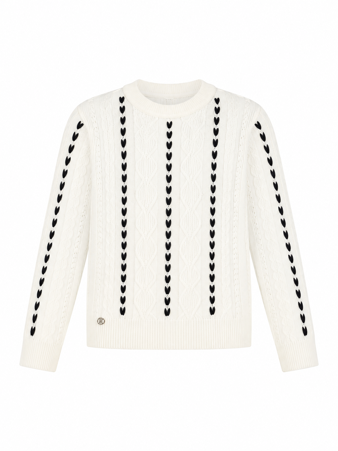 LIU-JO LONG SLEEVE KNIT HEART LINES TEXTURED SWEATER
