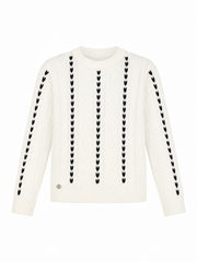 LIU-JO LONG SLEEVE KNIT HEART LINES TEXTURED SWEATER