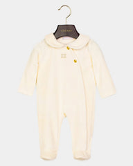 ESCADA VELOUR ESCADA LOGO FOOTIE WITH COLLAR AND 2 GOLD BUTTONS