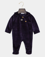 ESCADA VELOUR ESCADA LOGO FOOTIE WITH COLLAR AND 2 GOLD BUTTONS