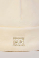 ESCADA 2PC GOLD BUTTON UP ESCADA SHEEP FUR JACKET WITH ESCADA LOGO HAT