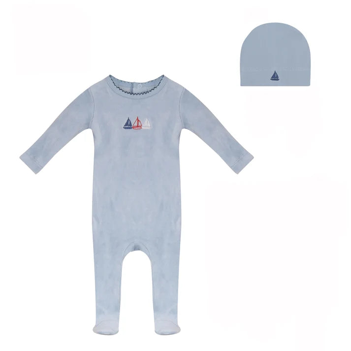 BUBANI 2PC BOAT COLLECTION FOOTIE WITH HAT SET