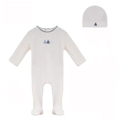 BUBANI 2PC BOAT COLLECTION VELOUR FOOTIE WITH HAT SET