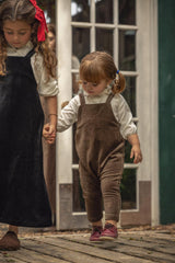 JAYBEE 2PC PETER PAN BLOUSE WITH VELOUR PINAFORE OVERALL
