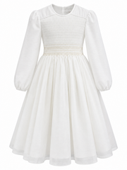 AMAYA 3/4 SLEEVE SMOCKED EMBROIDERED SHORT GOWN