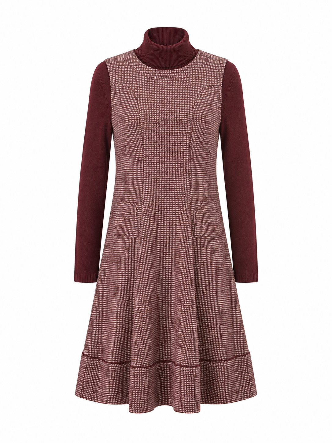 VALENTINA 2PC ROLLOVER TURTLENECK WITH WOOL SEAM DETAILED DRESS
