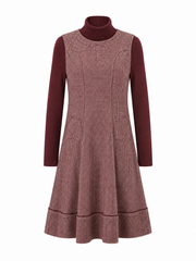 VALENTINA 2PC ROLLOVER TURTLENECK WITH WOOL SEAM DETAILED DRESS