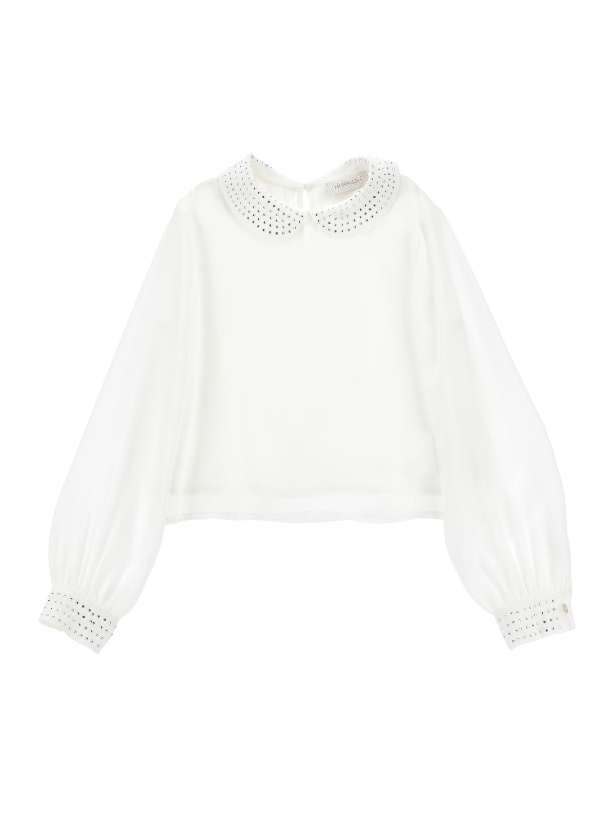 MONNALISA RHINESTONE COLLAR & CUFF BLOUSE