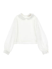 MONNALISA RHINESTONE COLLAR & CUFF BLOUSE