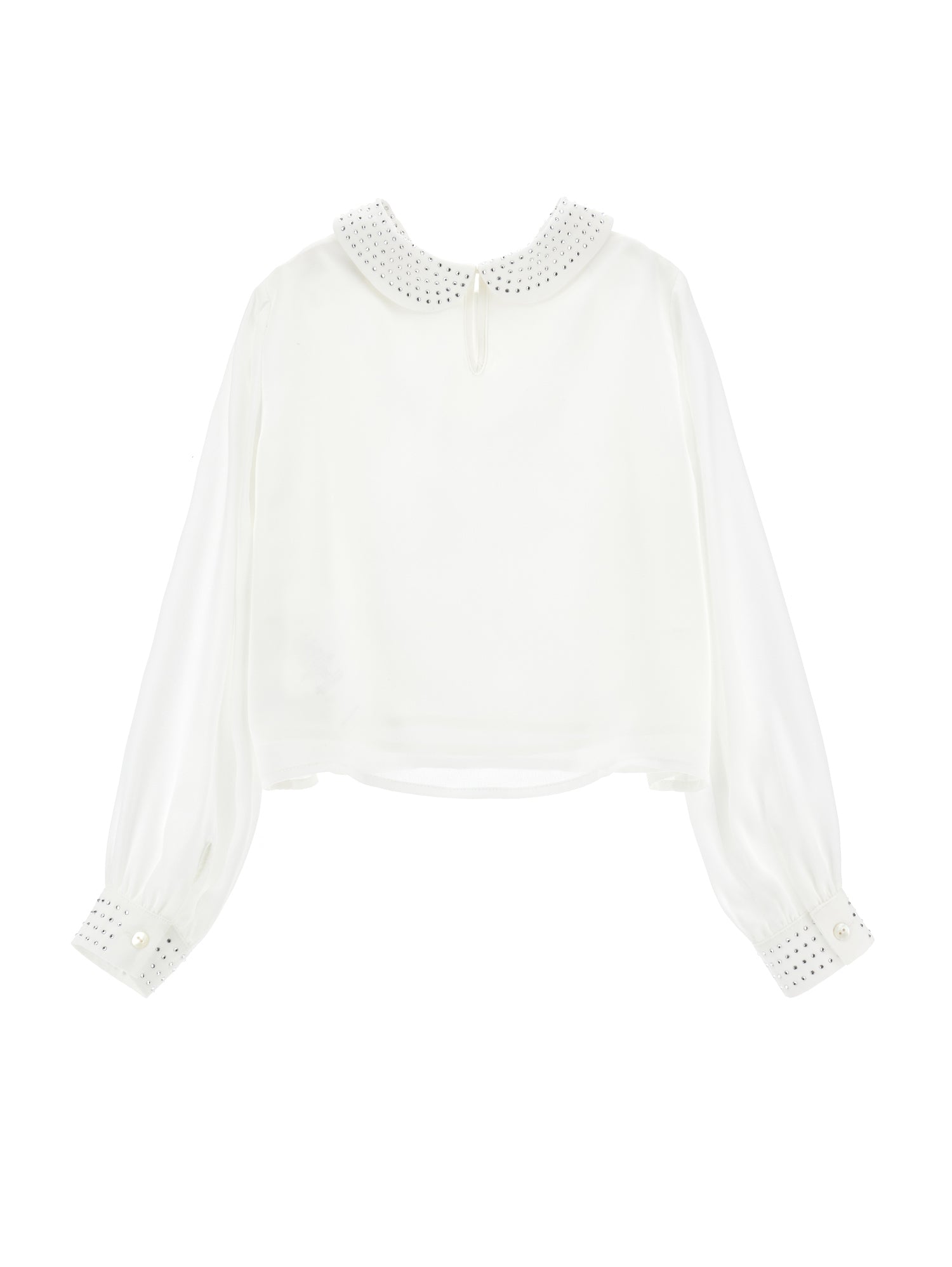 MONNALISA RHINESTONE COLLAR & CUFF BLOUSE