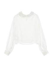 MONNALISA RHINESTONE COLLAR & CUFF BLOUSE