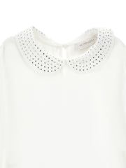 MONNALISA RHINESTONE COLLAR & CUFF BLOUSE