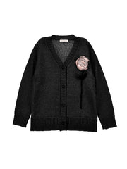MONNALISA FLOWER APPLIQUE CARDIGAN