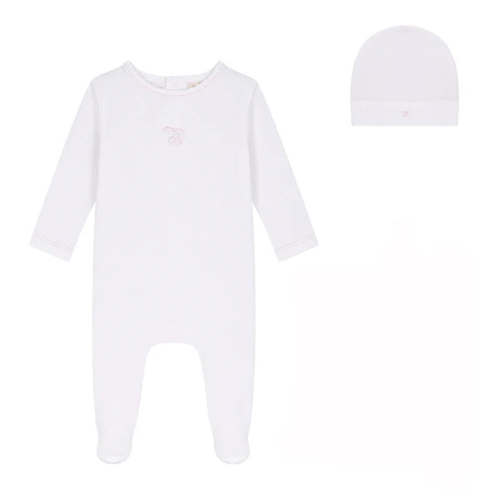 BUBANI 2PC EYELET COLLECTION FOOTIE WITH HAT SETF