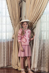 POMPOMME 2PC MOHAIR BOW TOP WITH PLEATED SKIRT