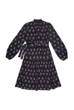 ZAIKAMOYA TAYLOR SIDE TIE FLOWER PRINT LAYERED DRESS