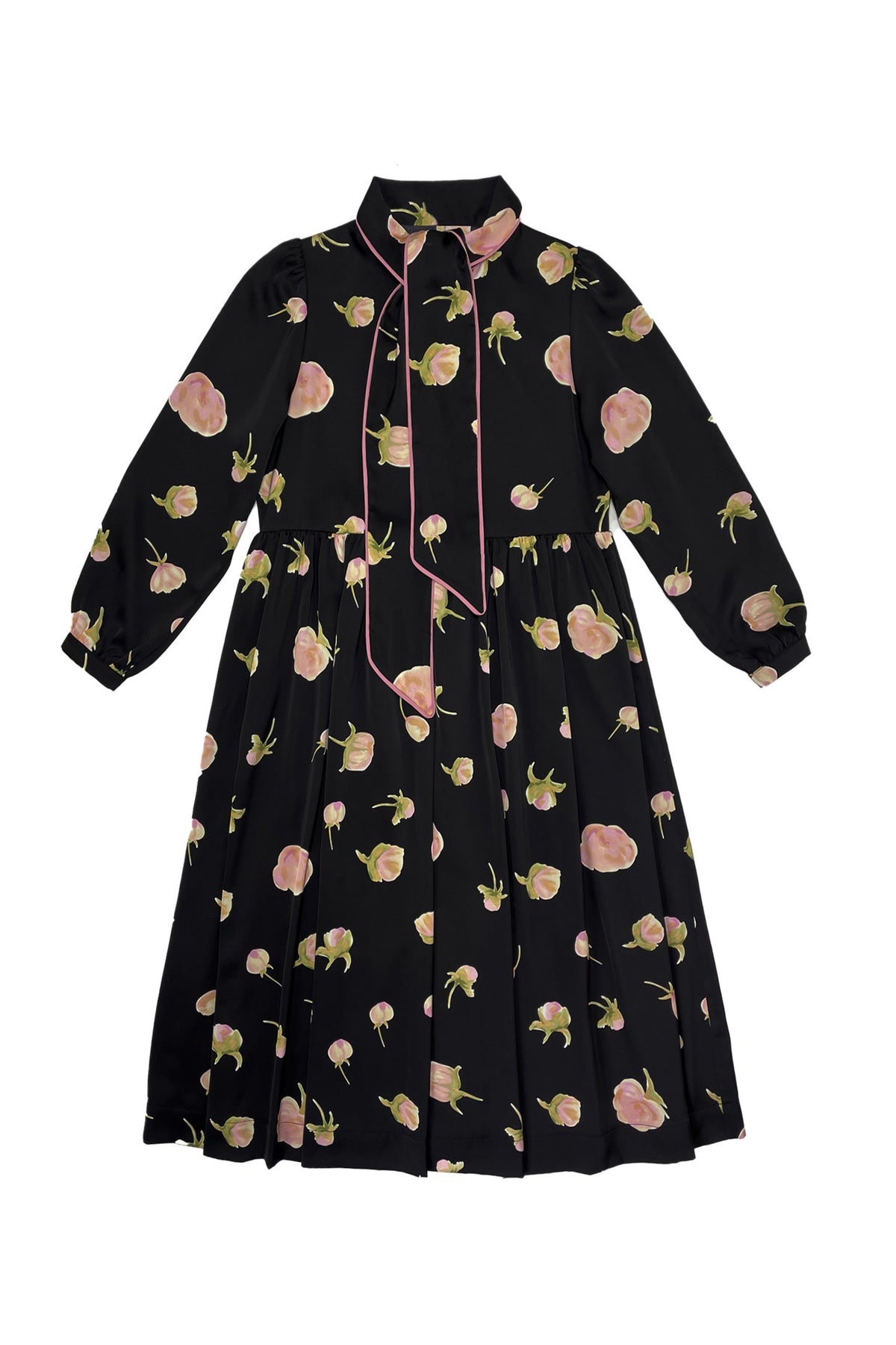 ZAIKAMOYA THELMA TIE NECK FLOWER PRINT DRESS
