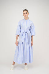 ZAIKAMOYA BETTY BELTED STRIPED DRESS