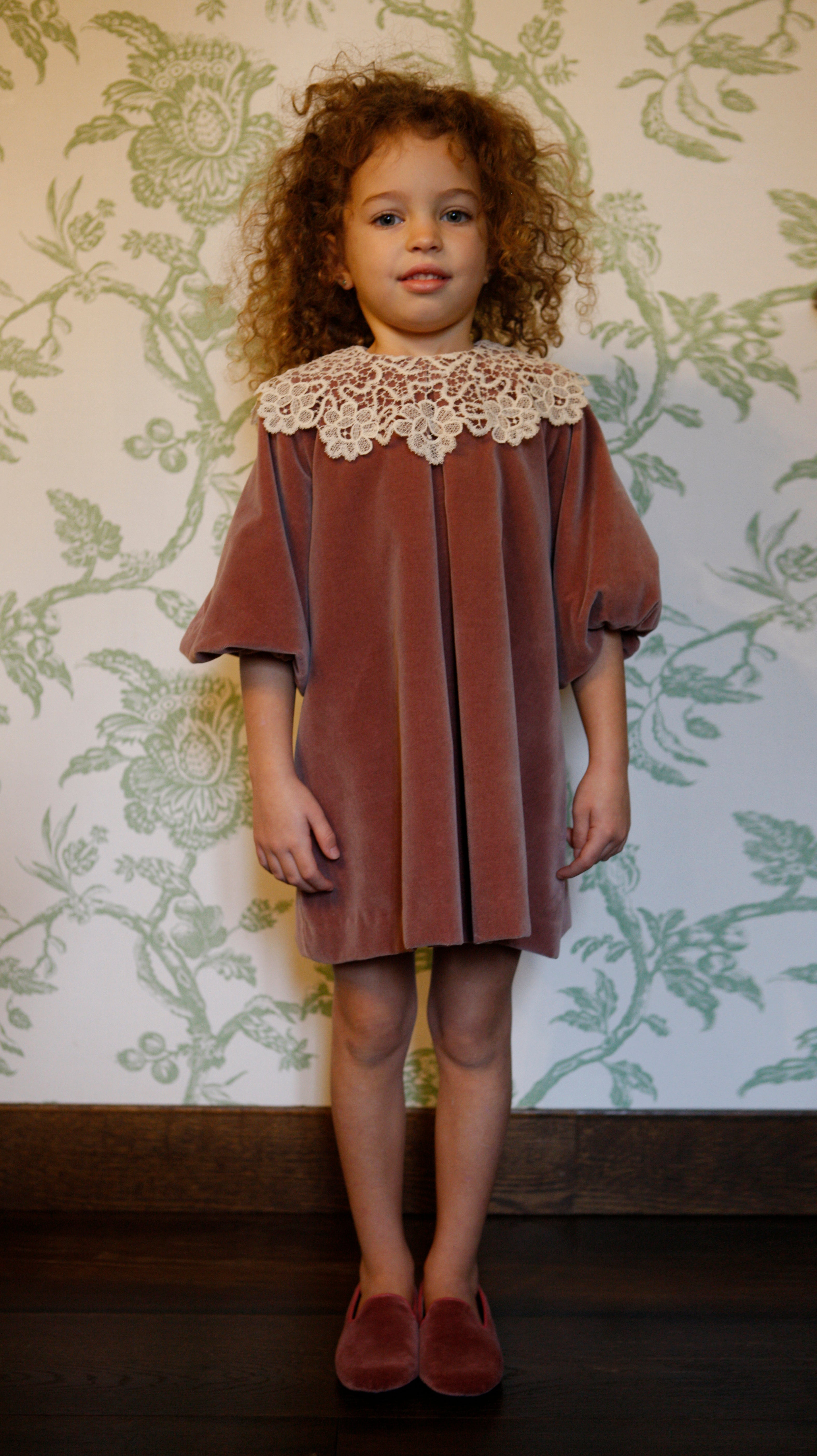 JESURUM UNICORNO VELVET DRESS WITH LACE COLLAR PUFF SLEEVES JESURUM UNICORNO VELVET DRESS WITH LACE COLLAR PUFF SLEEVES