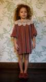 JESURUM UNICORNO VELVET DRESS WITH LACE COLLAR PUFF SLEEVES