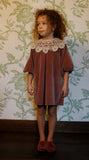 JESURUM UNICORNO VELVET DRESS WITH LACE COLLAR PUFF SLEEVES