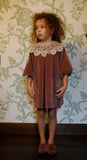 JESURUM UNICORNO VELVET DRESS WITH LACE COLLAR PUFF SLEEVES