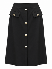 FUN FUN GOLD BUTTON POCKET SKIRT