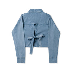 BIRNHAM ON THE SEA 2PC TEEN STONEWASH DENIM BOW SHIRT WITH SKIRT
