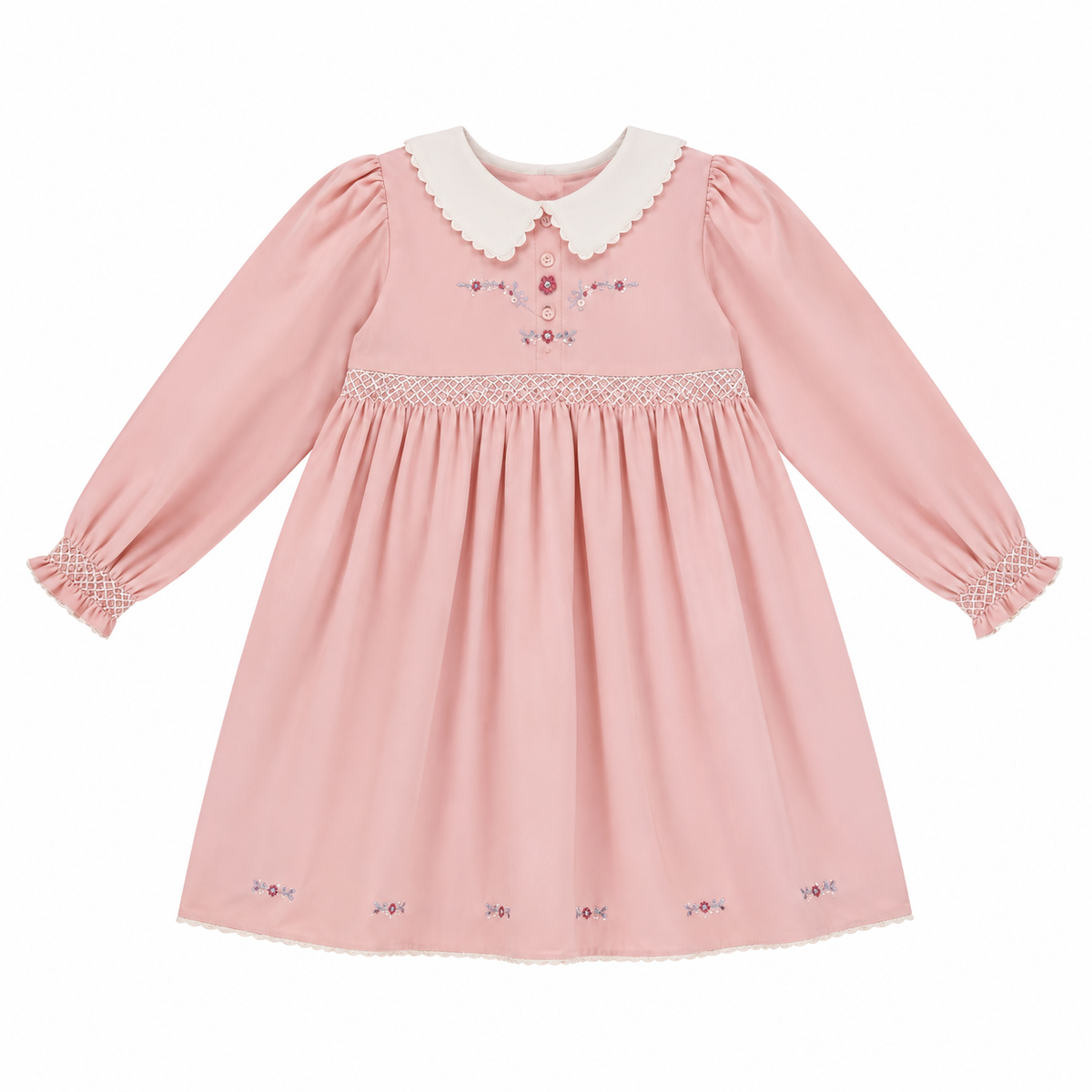 BEBE ORGANIC MARGOT COLLARED SMOCKED DRESS