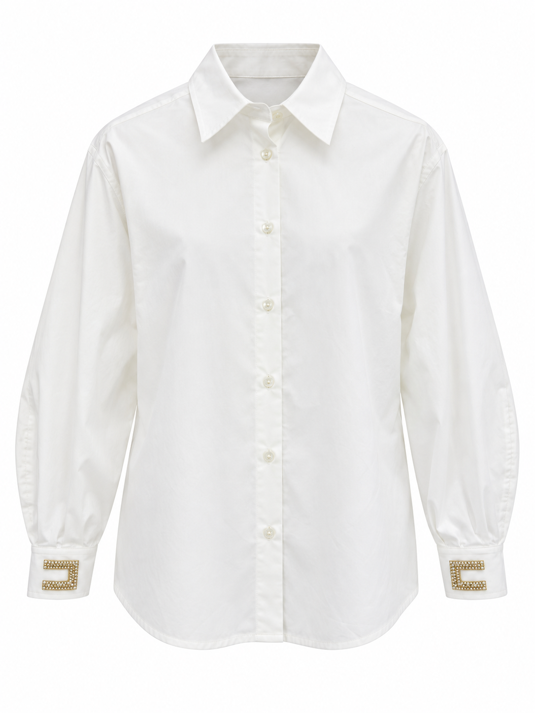 ELISABETTA FRANCHI EMBROIDERED LOGO POPLIN BLOUSE