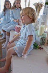 LA NINA 2PC GINGHAM OVERALL SHORTS SET