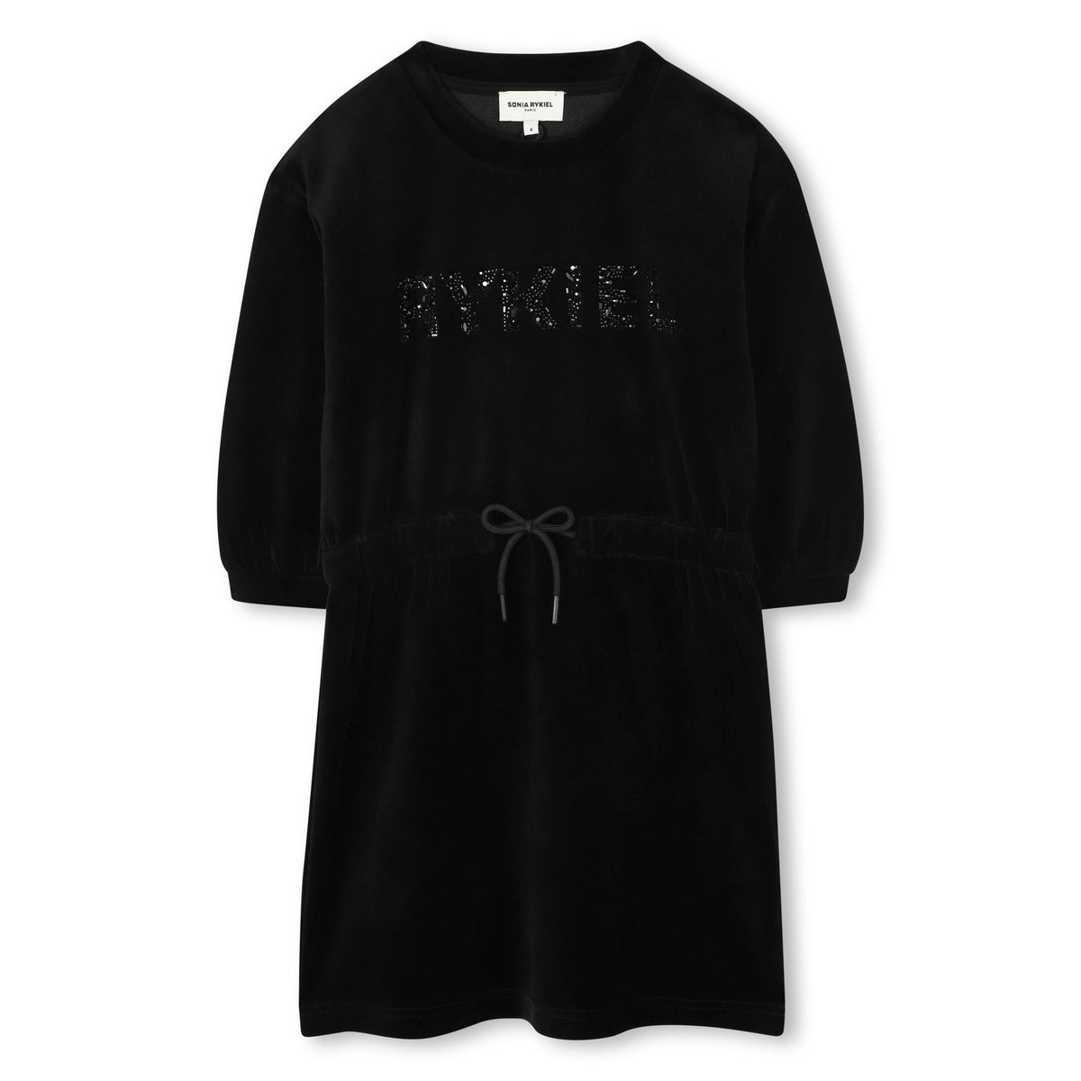 SONIA RYKIEL 3/4 SLEEVE VELEVET DRESS WITH ''SR LOGO