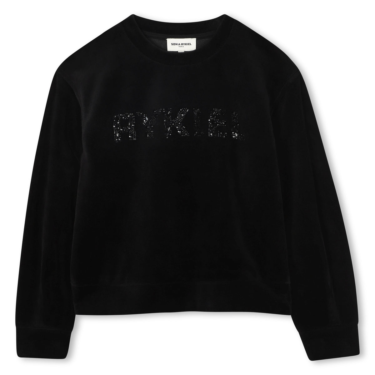 SONIA RYKIEL SR LOGO CREWNECK VELVET SWEATSHIRT