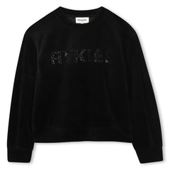 SONIA RYKIEL SR LOGO CREWNECK VELVET SWEATSHIRT