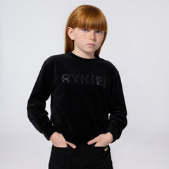 SONIA RYKIEL SR LOGO CREWNECK VELVET SWEATSHIRT