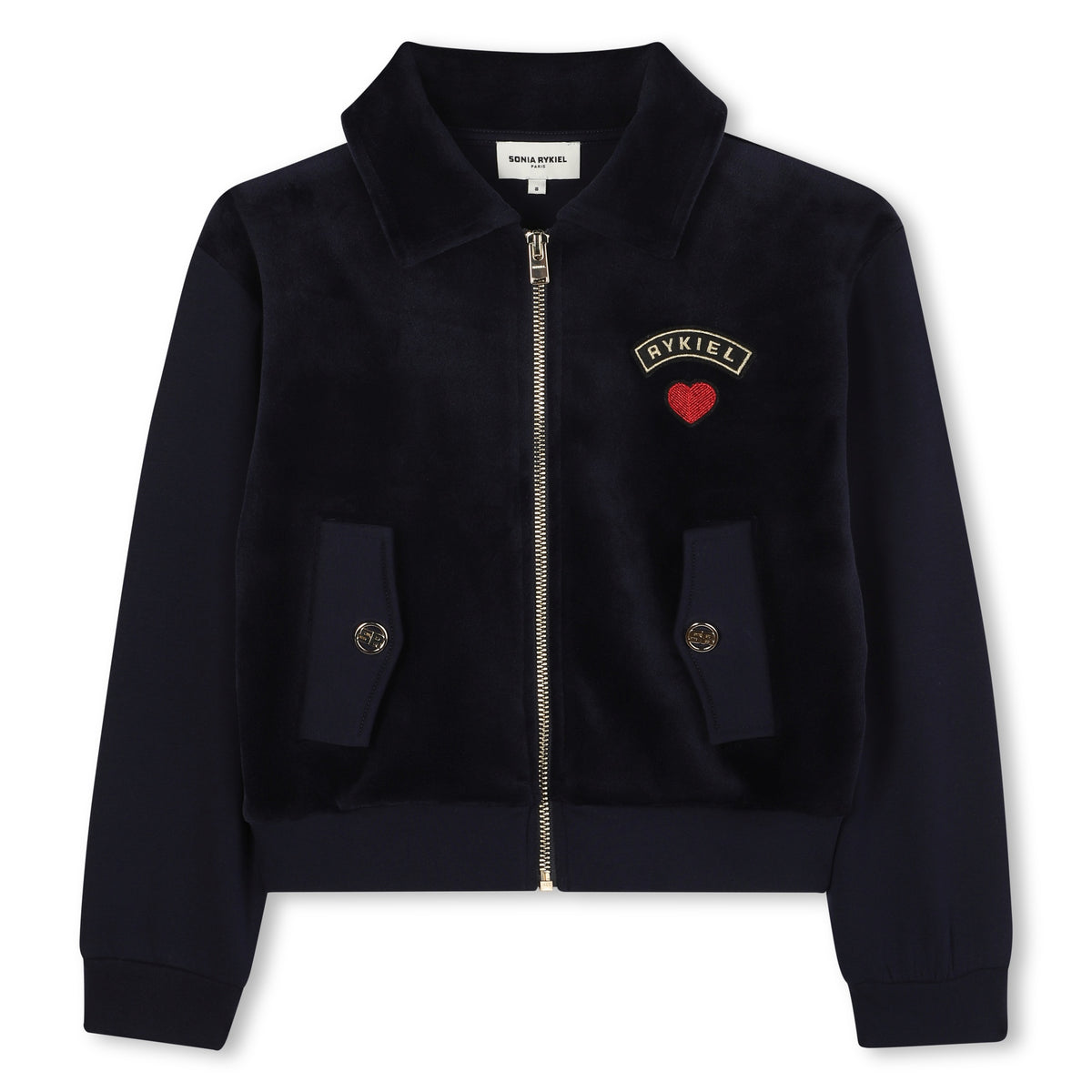 SONIA RYKIEL ZIP UP COLLAR JACKET WITH LOGO "RYKIEL <3"