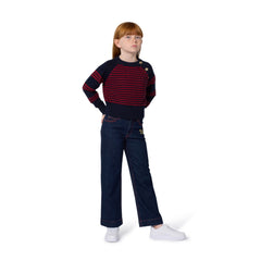 SONIA RYKIEL KNIT STRIPED SWEATER WITH GOLD BUTTONS