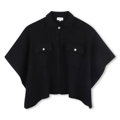 SONIA RYKIEL KNIT COLLAR "RYKIEL LOGO ON BACK CAPE WITH GOLD BUTTONS