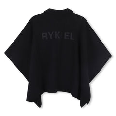 SONIA RYKIEL KNIT COLLAR "RYKIEL LOGO ON BACK CAPE WITH GOLD BUTTONS
