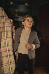 MANN SUEDE DETAIL WOOL BLAZER