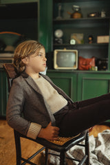 MANN SUEDE DETAIL WOOL BLAZER