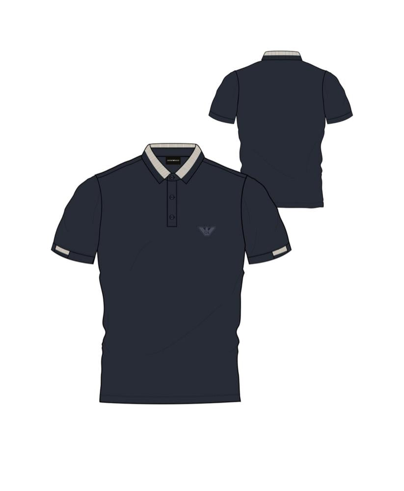 EMPORIO ARMANI SHORT SLEEVE POLO COLORBLOCK BY NECK AND SLEEVE