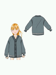 EMPORIO ARMANI RIBBED BUTTON FRONT CARDIGAN WITH WHITE TRIM