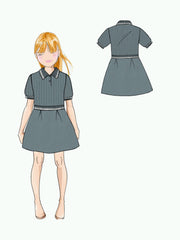 EMPORIO ARMANI SHORT SLEEVE RIBBED KNIT COLLARED DRESS