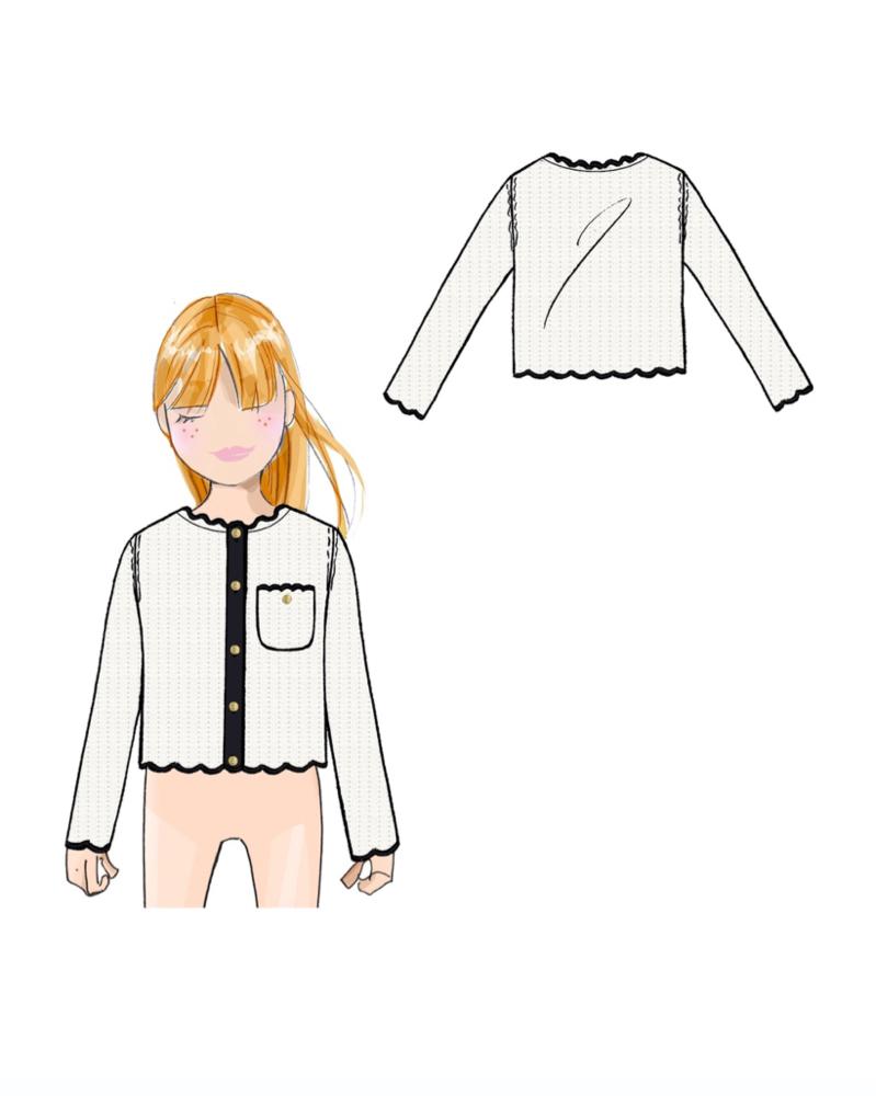 EMPORIO ARMANI SCALLOP TRIM BUTTON UP CARDIGAN